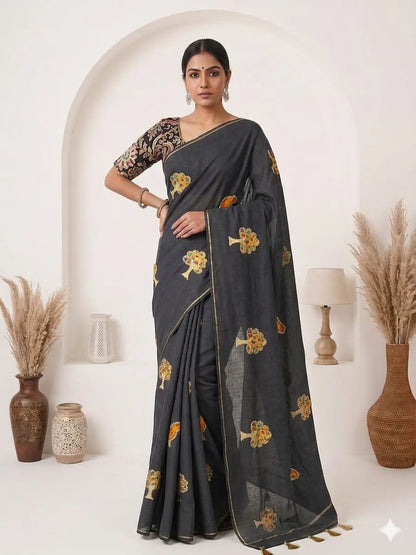 Applique Work Saree
