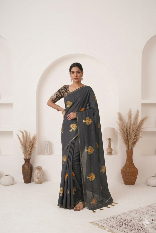 Applique Work Saree