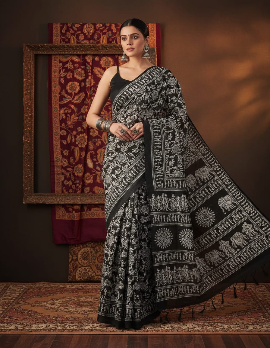Semi Cotton Saree with Blouse