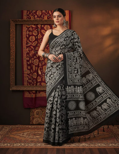 Semi Cotton Saree with Blouse