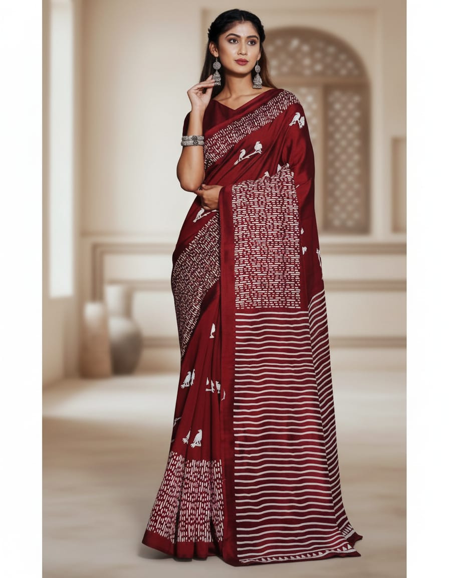 Semi Cotton Saree with Blouse