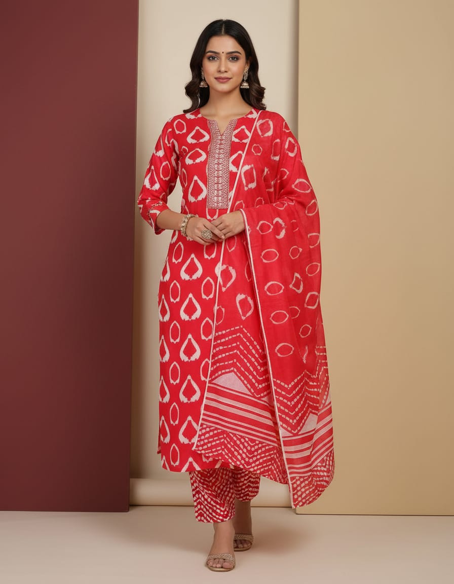 3 Piece Cotton Churidar Set
