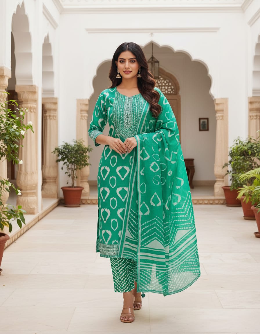 3 Piece Cotton Churidar Set